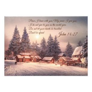 Winter house forest - John 14:27 Bible Verse Photo Print
