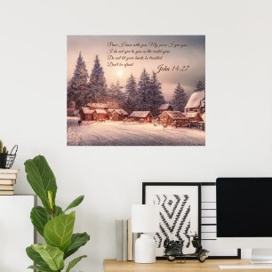 Winter house forest - John 14:27 Bible Verse Poster