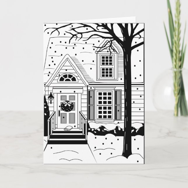 winter house holiday card (Front)