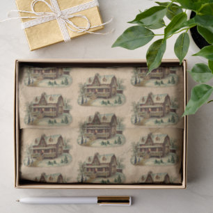 Winter House Home Antique Victorian Parchment Tissue Paper