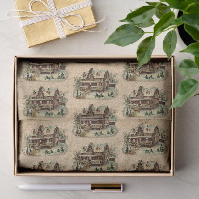 Winter House Home Antique Victorian Parchment  Tissue Paper (Gift)