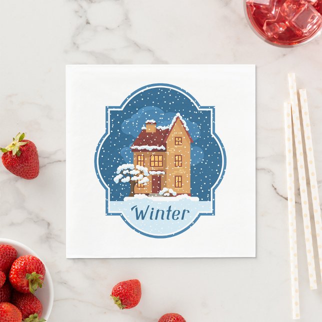 Winter House In The Snow Napkin (Creator Uploaded)
