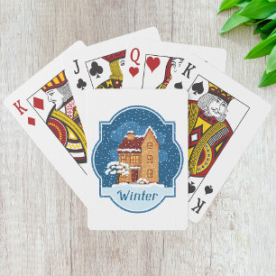 Winter House In The Snow Playing Cards