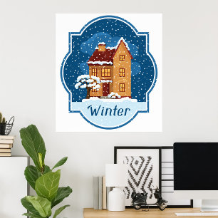 Winter House In The Snow Poster