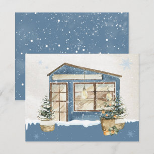 Winter house snow  holiday card