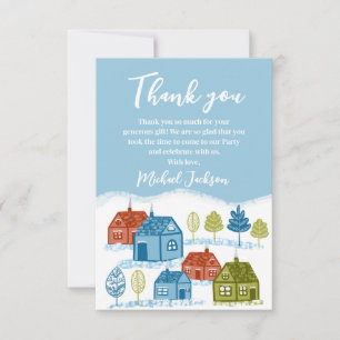 Winter houses Birthday Party Baby Shower Thank You Card