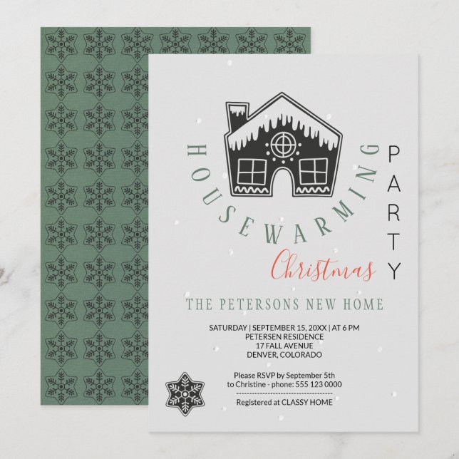 Winter Housewarming Christmas Party Modern Invitation (Front/Back)
