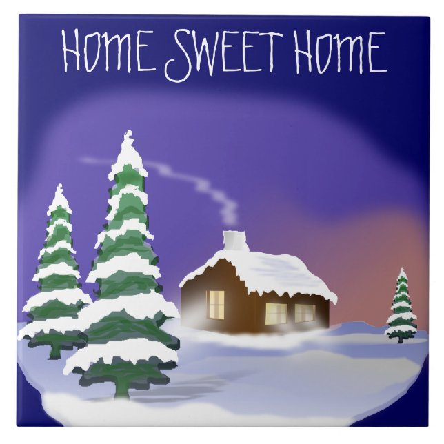 Winter Housewarming: Snowy Home Sweet Home Tile (Front)