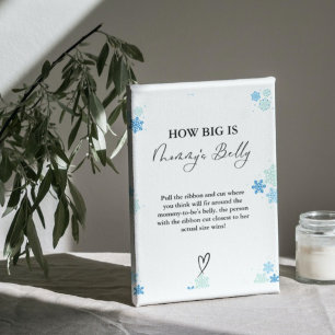 Winter How Big is mummy's belly Baby Shower Game Pedestal Sign