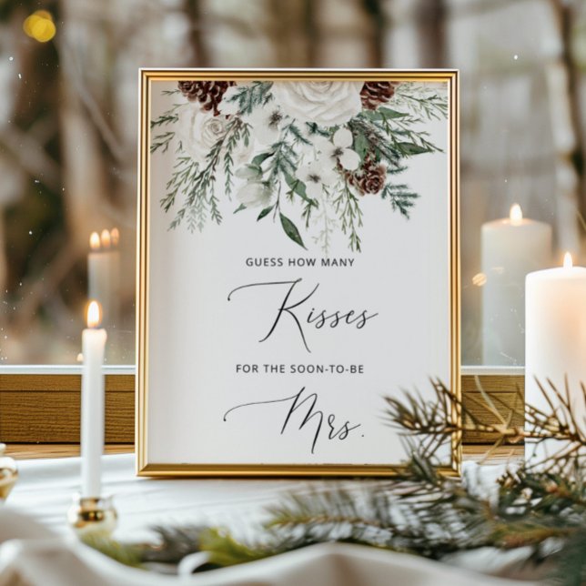 Winter how many kisses bridal shower game poster (Creator Uploaded)