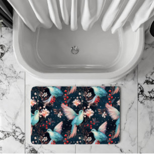 Winter Hummingbirds Pattern Bath Mat