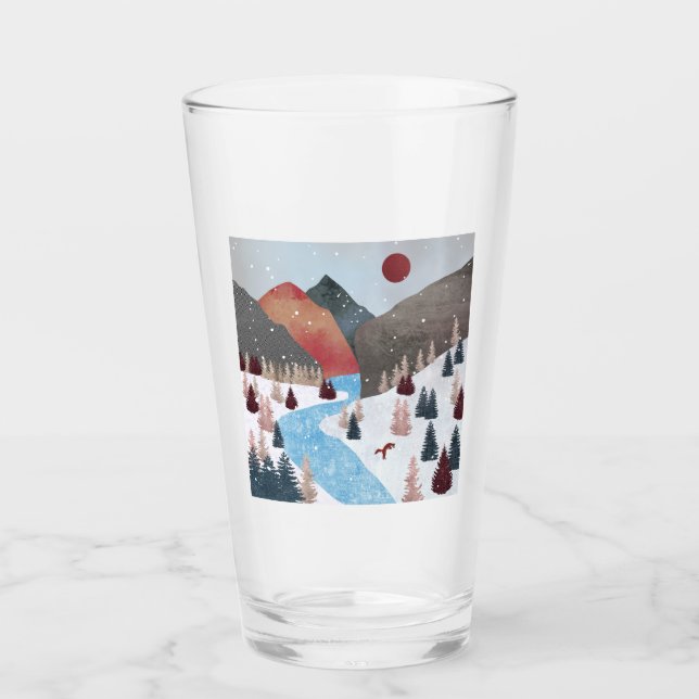 Winter Hunting Fox Glass (Front)