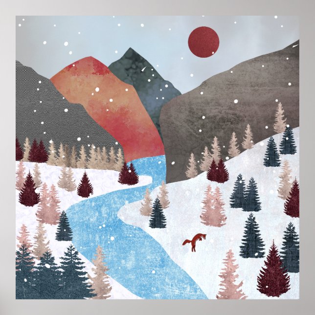 Winter Hunting Fox Poster (Front)