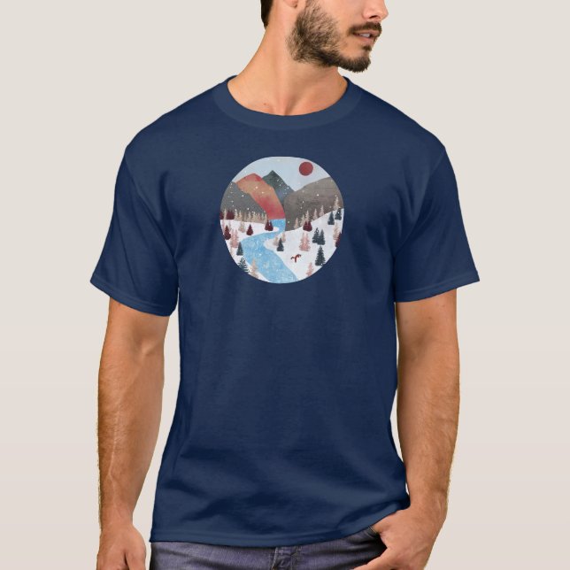 Winter Hunting Fox T-Shirt (Front)