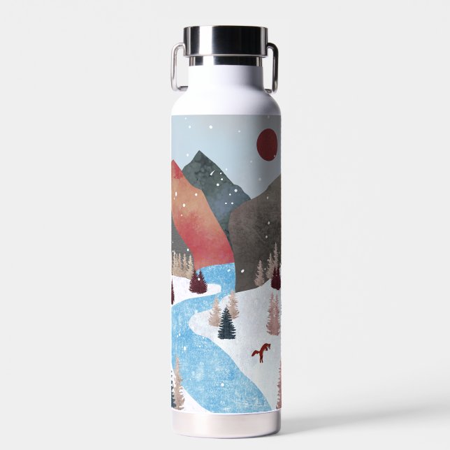 Winter Hunting Fox Water Bottle (Front)