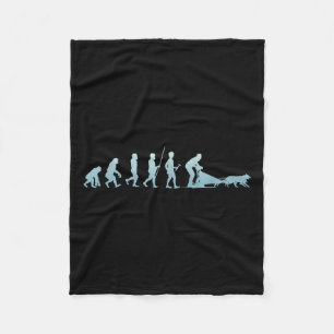 Winter Husky Sled Wolf Dog Snow Sled Rider Fleece Blanket
