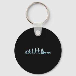 Winter Husky Sled Wolf Dog Snow Sled Rider Key Ring