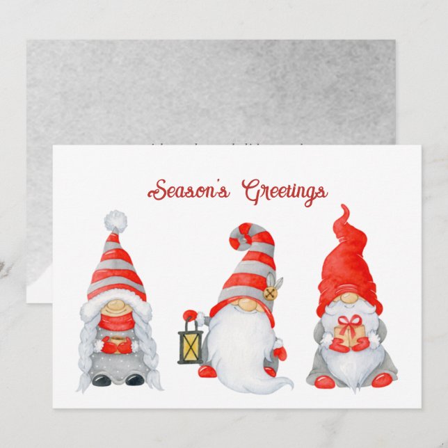 Winter Hygge Cute Christmas Gnomes  Holiday Card (Front/Back)