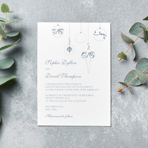 Winter Ice Blue Christmas Bauble Ornaments Wedding Invitation