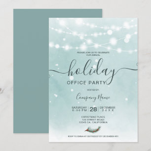 Winter ice blue lights snow holiday corporate invitation