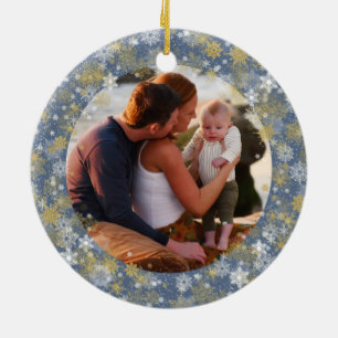 Winter Ice Blue Snowflake Christmas New Year Ceramic Tree Decoration