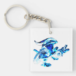 Winter Ice Dragon Frosted Wings Magical Beast Art Key Ring