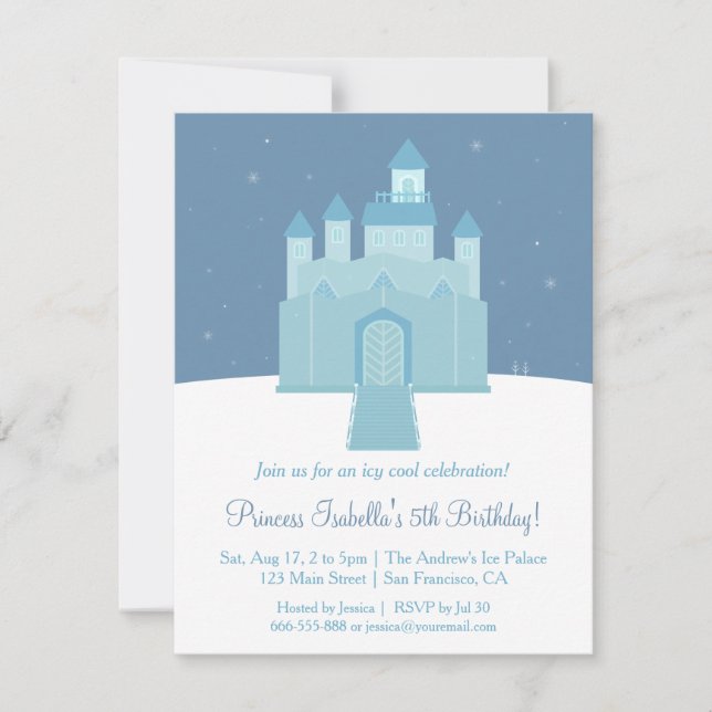 Winter Ice Frozen Palace Princess Birthday Party Invitation (Front)