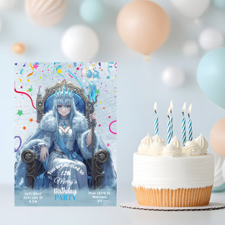 Winter Ice Queen Kids Birthday Invitation