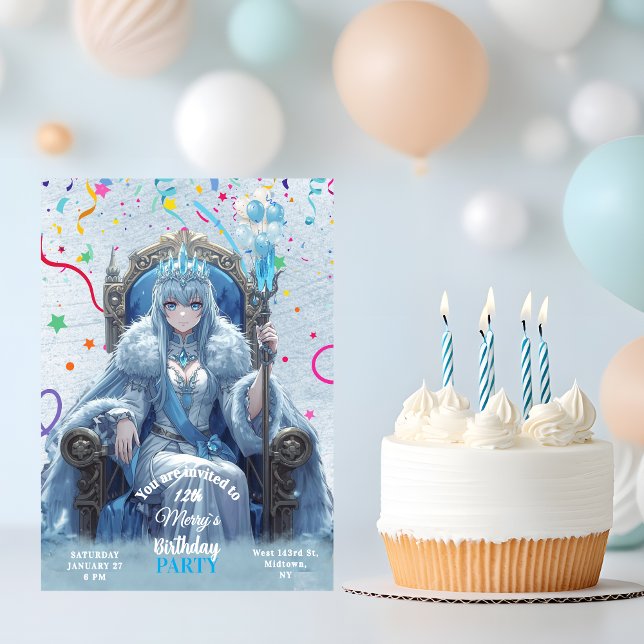 Winter Ice Queen Kids Birthday Invitation (Creator Uploaded)