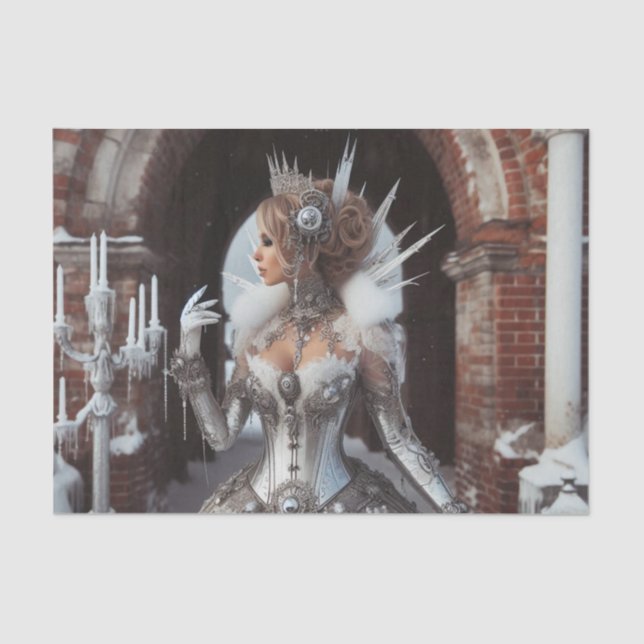 Winter Ice Queen Steampunk Victorian Industrial Tissue Paper (Front)