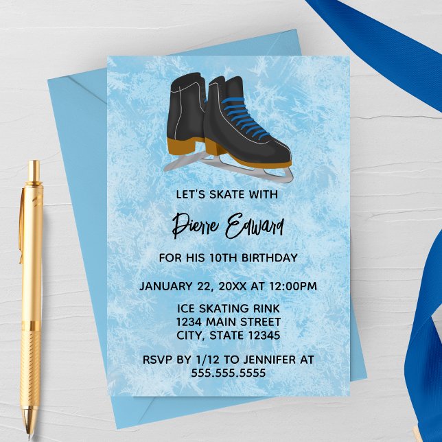 Winter Ice Skates Birthday Invitation (Creator Uploaded)