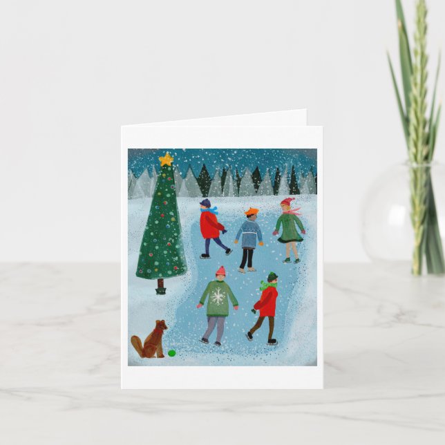 Winter Ice Skating Christmas Holiday Card (Front)