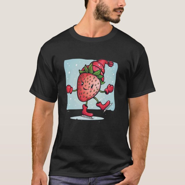 Winter Ice skating Strawberry for Fruits Lovers T-Shirt (Front)