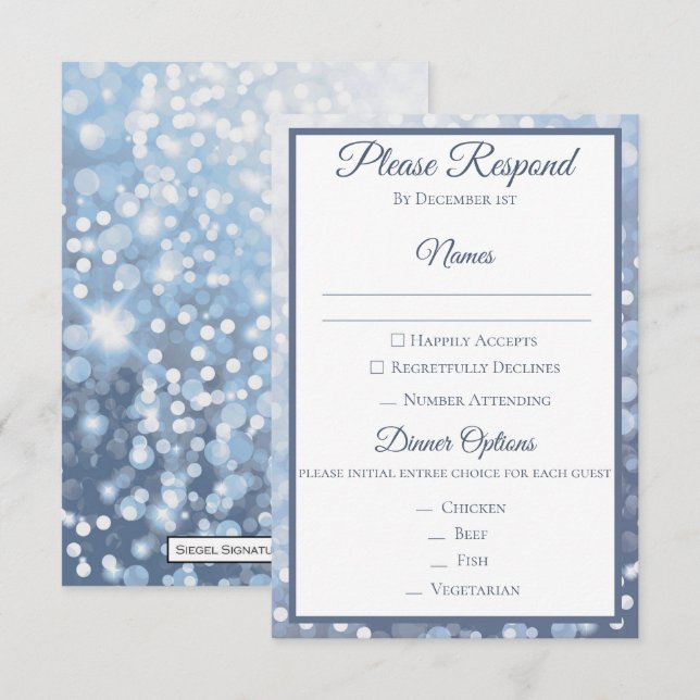 Winter Icy Blue Wedding RSVP Invitation (Front/Back)