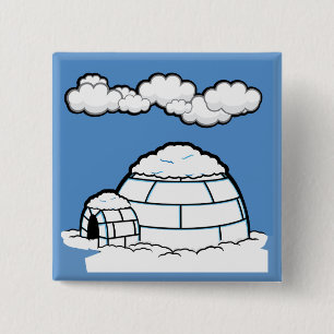 Winter IGLOO SNOW BLUE SKY WHITE CLOUDS CARTOON 15 Cm Square Badge