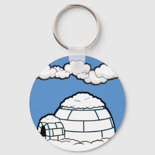 Winter IGLOO SNOW BLUE SKY WHITE CLOUDS CARTOON Key Ring