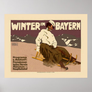 "Winter in Bayern" Vintage Travel Poster