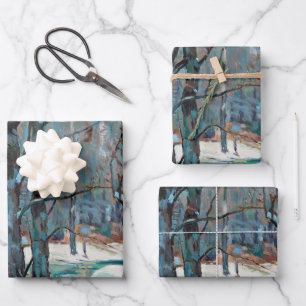 Winter in Beautiful Colourful Art Wrapping Paper Sheet