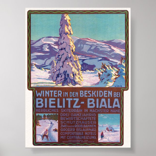 Winter in Bielitz-Biala Vintage Poster 1910 (Front)