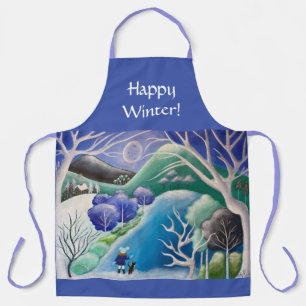 Winter in Blue All-Over Print Apron