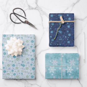 Winter in Blue's snowflake flowers Wrapping Paper Sheet
