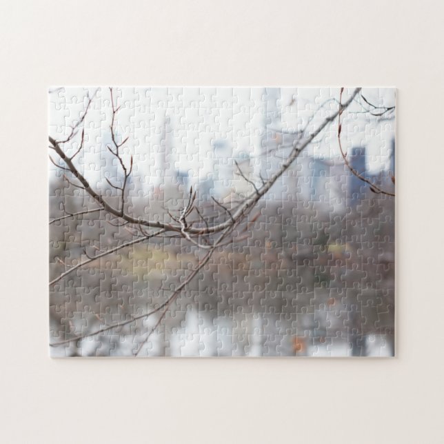 Winter in Central Park Lake New York City Skyline Jigsaw Puzzle (Horizontal)
