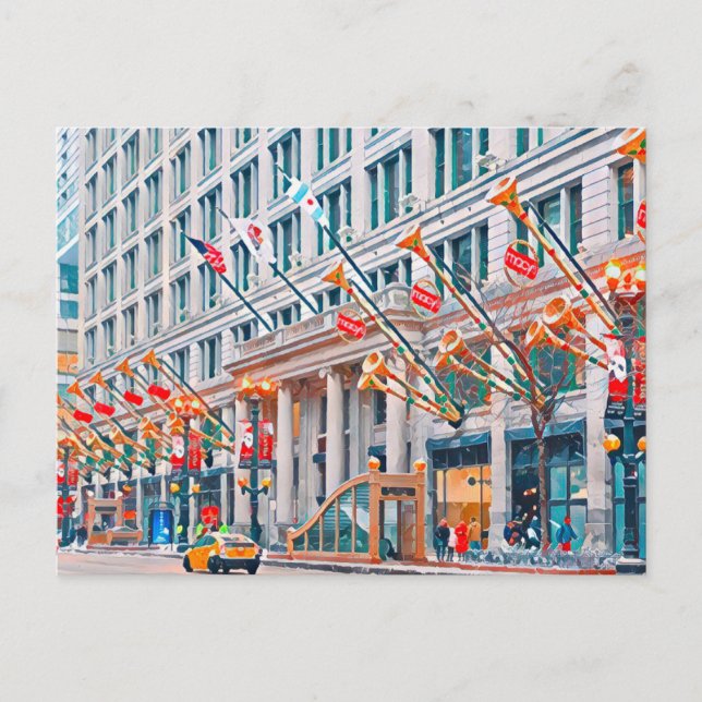 Winter in Chicago,  Holiday Postcard (Front)