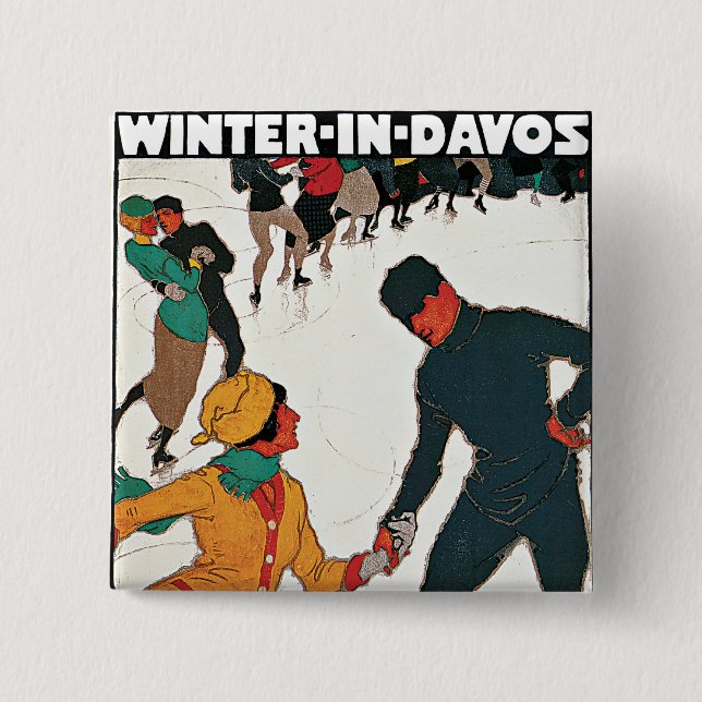 Winter in Davos 15 Cm Square Badge (Front)