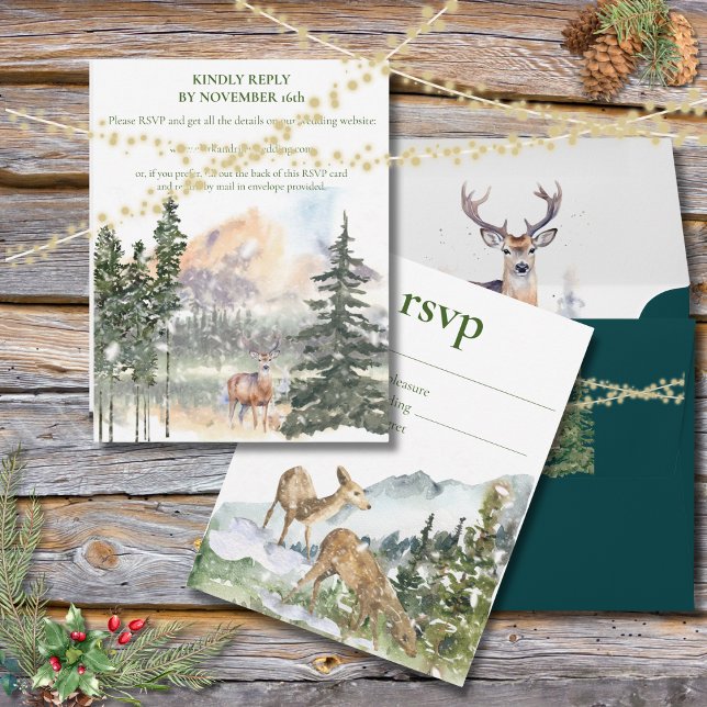 Winter in Evergreen Forest RSVP Card (Creator Uploaded)