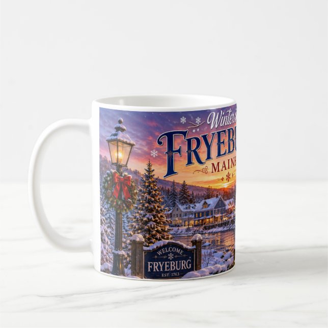 Winter in Fryeburg Maine Coffee Mug (Left)