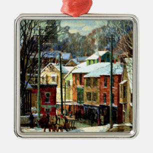 Winter in Gloucester, Massachusetts Metal Tree Decoration