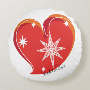 winter in love-Signature-Red Round Cushion