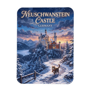 Winter in Neuschwanstein Castle Germany Magnet