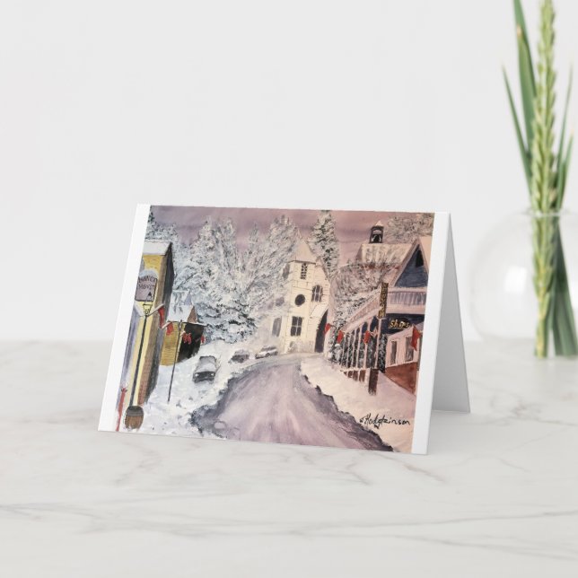 WINTER IN NEVADA CITY CA, WATERCOLOUR, CARD (Front)